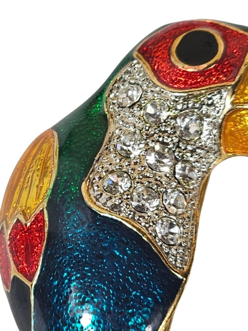 Vintage Toucan Parrot Pin Bird Rhinestone Crystal Cockatoo Brooch Multi Color - Picture 2 of 8